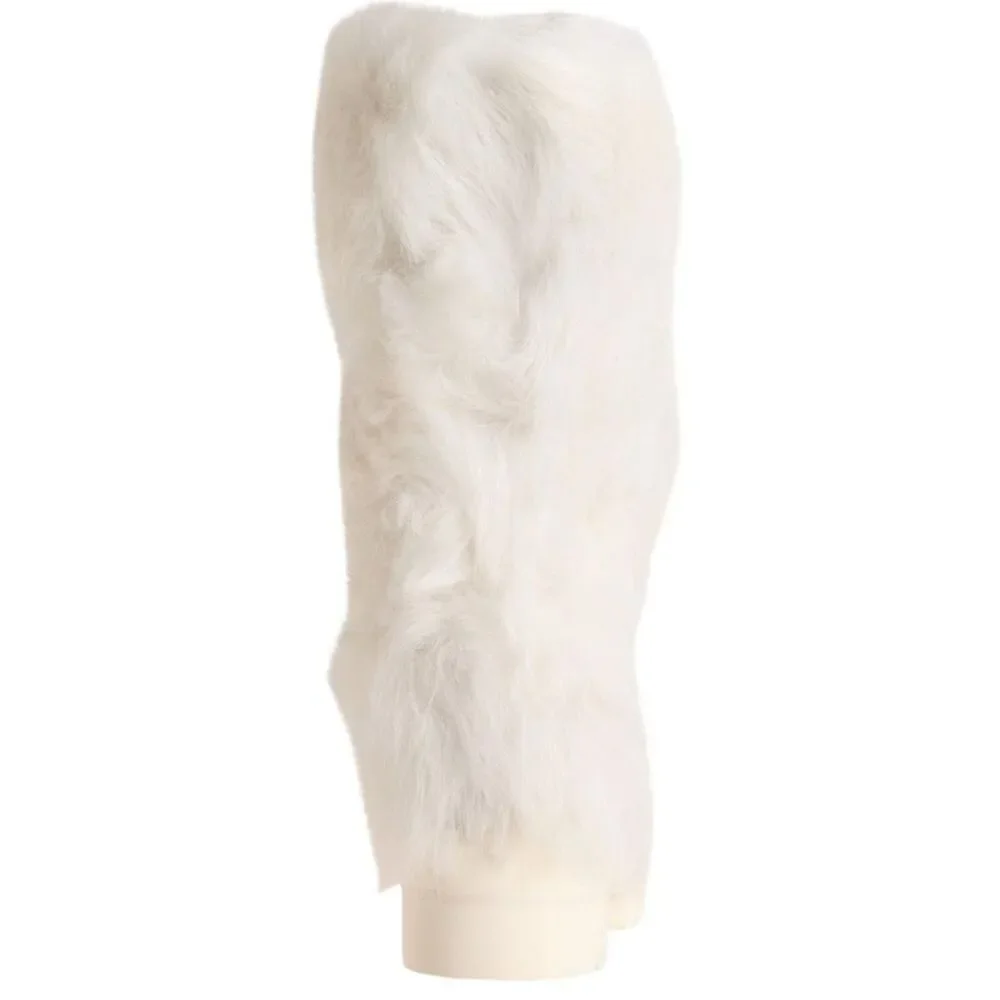 NEW STUART WEITZMAN White Lamb Shearling Mid Boots New Box Dust Bag US 6.5 37